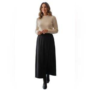 Lauren Ralph Lauren ✨Black Pleated Midi Skirt Classic A-Line Office Workwear